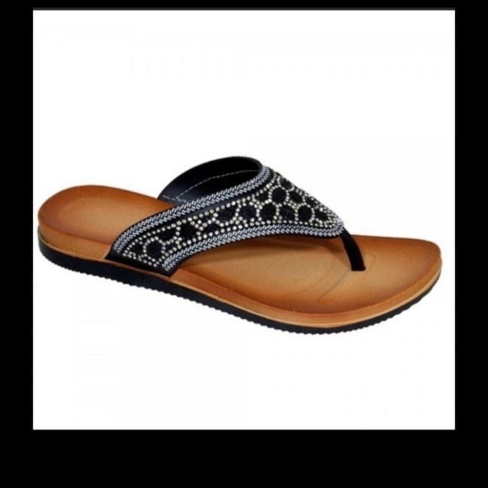 Black Rhinestone Flip Flops​